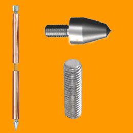 Solid Copper Earth Rod (Internally threaded), Driving Spike & Internal Coupling Dowel 